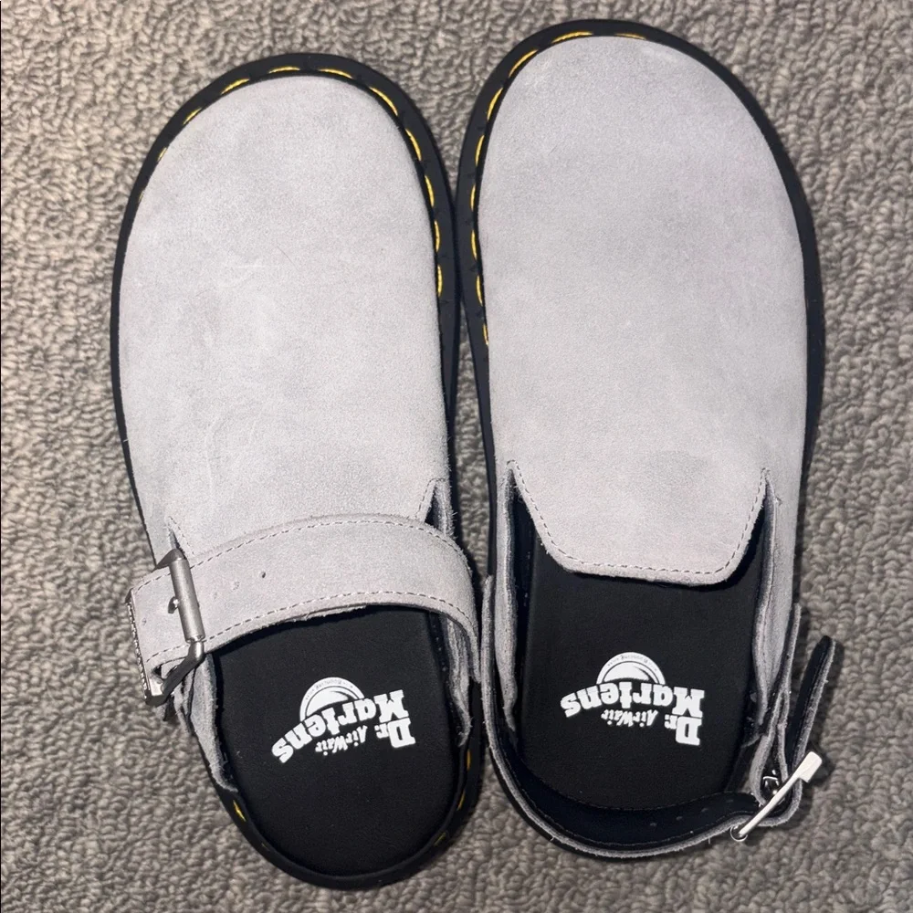 NWT DR. MARTENS Zebzag Suede Slingback Platform Mule in Grey - Picture 5 of 9